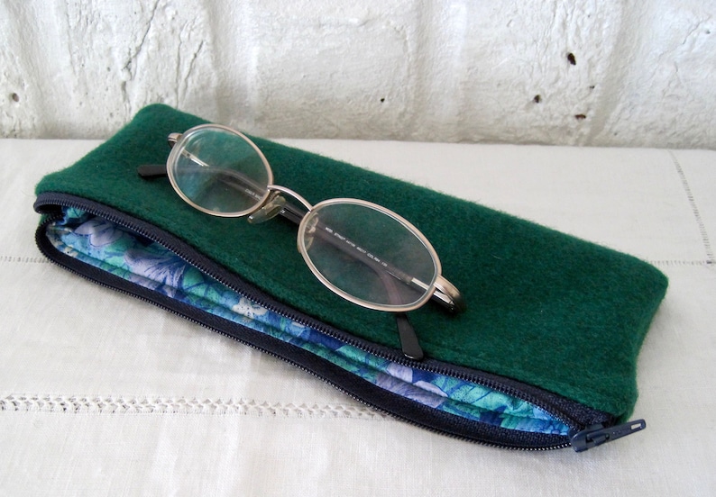 Handmade Recycled Emerald Green Wool Pouch