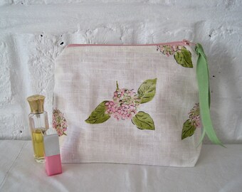 Handmade Recycled Pink Flowers Pouch