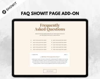 FAQ Showit Page Template Add On Minimal Accordion Design