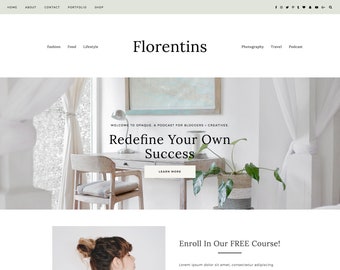 Responsive Wordpress Theme "Florentins" | Photography Instant Download Woo-Commerce Website Theme Design