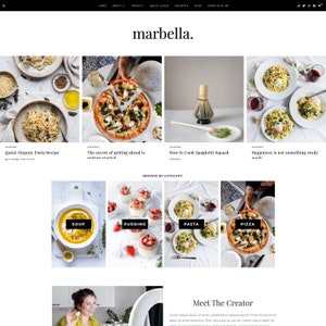 Wordpress Food Blog Theme "Marbella" | Foodie Blogger, Woo-commerce Website Design, Shop, Instant Download