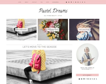 Blogger Template Responsive "Pastel Dreams" // Pastel Beauty Blogger Premade Blog Blogspot Theme Design