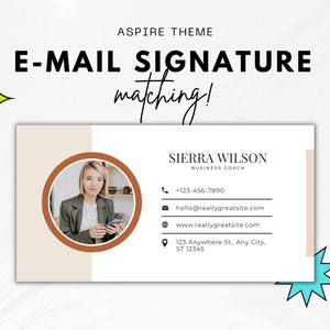 Canva 向けメール署名テンプレート「Aspire」 - ビジネス コーチ ブログ メール デザイン - Gmail - Outlook - 編集可能なメール署名