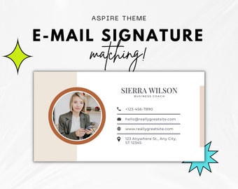 Email Signature Template "Aspire" For Canva - Business Coach Blog Email Design - Gmail - Outlook - Editable Email Signature