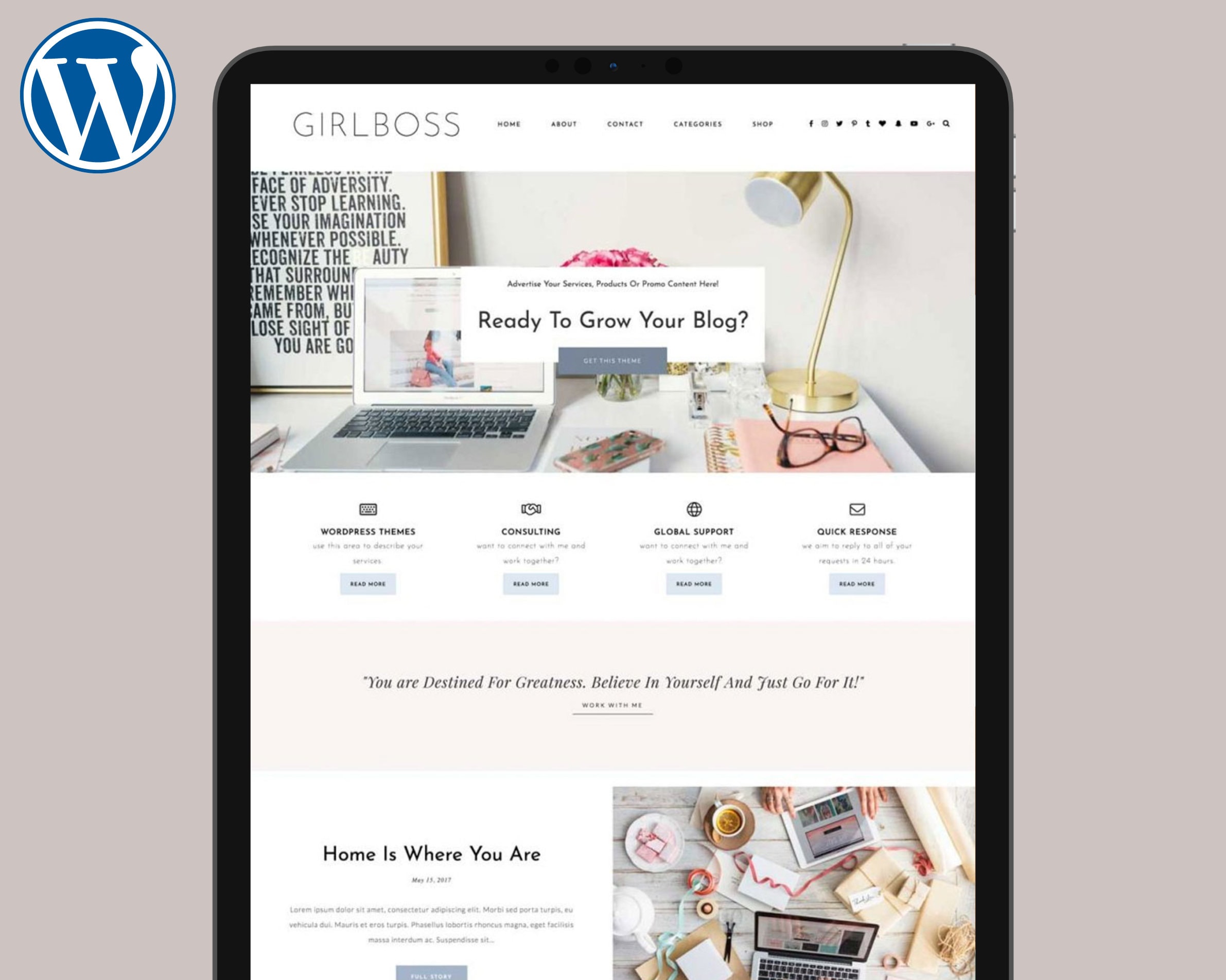 WordPress Theme "Girlboss" | Business Coach Coaching Premade WordPress Template Woocommerse Website Shop