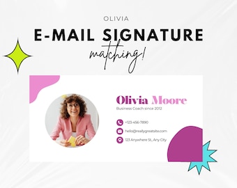 Email Signature Template "Olivia" For Canva - Business Coach Blog Email Design - Gmail - Outlook - Editable Email Signature