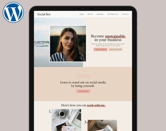 Social Bee WordPress Theme - Social Media Manager, Shop, Coaching Website, Personal Brand, Blog theme, Feminine Business Website, Minimal