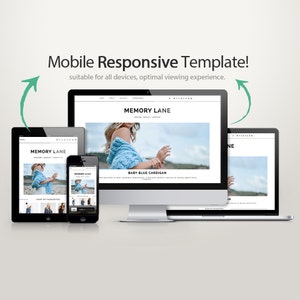 Blogger Template Memory Lane / Photography Responsive Instant Digital Download Premade Blog Theme Design image 2