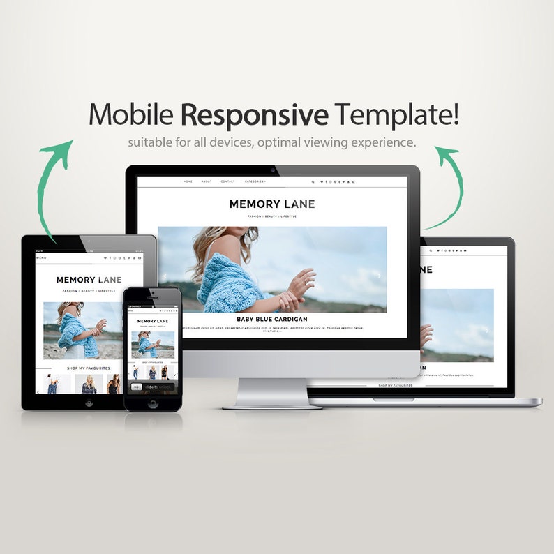 Blogger Template Memory Lane / Photography Responsive Instant Digital Download Premade Blog Theme Design image 2