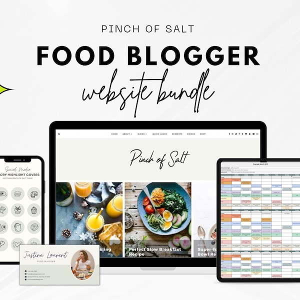 Food Blogger WordPress Bundle, All in One WordPress Blog, Foodie Website Bundle, Food Blogger Website Package, All In All WordPress