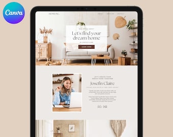 Realtor Website Template Canva HOME INC | Interior Designer, Architect Website Template, Canva Design, Instant Download, Minimal Web