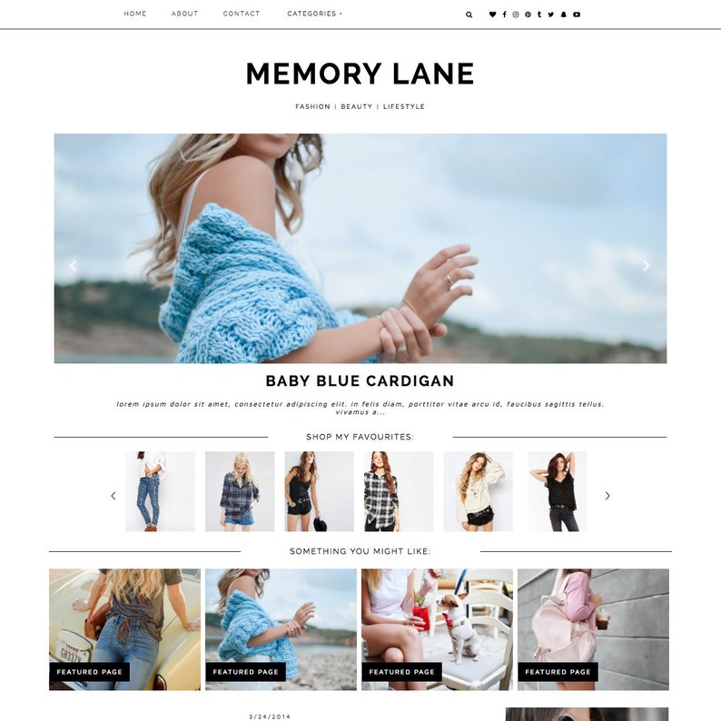 Blogger Template Memory Lane / Photography Responsive Instant Digital Download Premade Blog Theme Design image 1