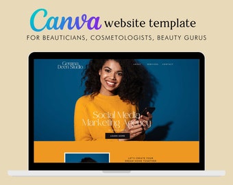 Website Template Canva Social Media Manager | Marketing Website Design, Landing Page, Instant Download