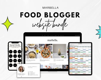 Food Blog Ultimate Website Bundle, WordpPress All in One Package, Foodie Blogger Website Bundle, Food Content Creator Digital Bundle