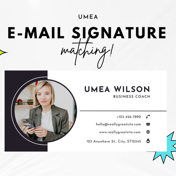 Email Signature Template "UMEA" For Canva - Blog Email Design - Gmail - Outlook - Editable Email Signature