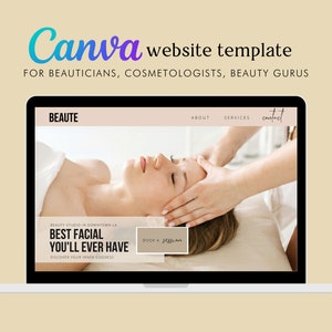Beauty Canva Website, Beautician Website, Cosmetologist Website, Beauty Salon Landing Page, Esthetician Website Template, Canva template image 2