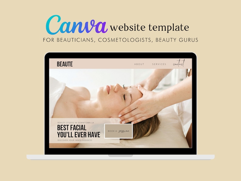 Beauty Canva Website, Beautician Website, Cosmetologist Website, Beauty Salon Landing Page, Esthetician Website Template, Canva template image 2