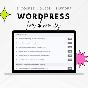 WordPress all-in-one Digital E-course, WordPress User Guide, Educational Bundle