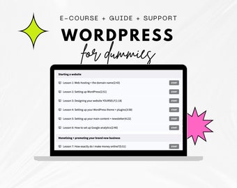 WordPress all-in-one Digital E-course, WordPress User Guide, Educational Bundle