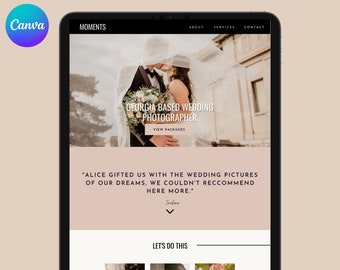 Canva Photographer Website Template MOMENTS | Photography Website Design Canva Editable Landing Page