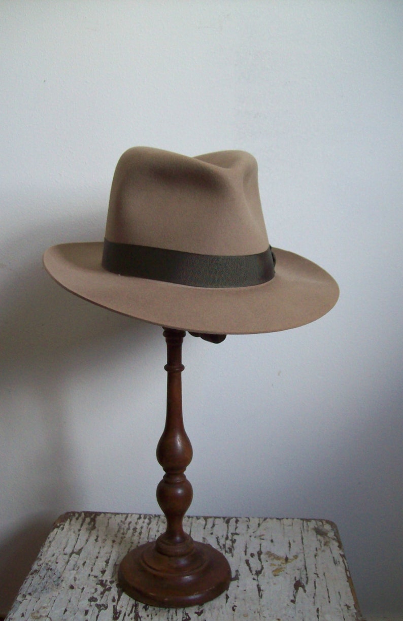 Vintage mens hat felted fedora Stratton Hat Chicago 1950s Etsy