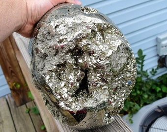 10.23&quot; Amazing XL Golden PYRITE Geode Polished Freeform 42.40 LB - Peru P277