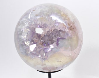 5,62" Mooie GEPOLIJSTE AURA AMETHYST Bol met standaard - Brazilië T304