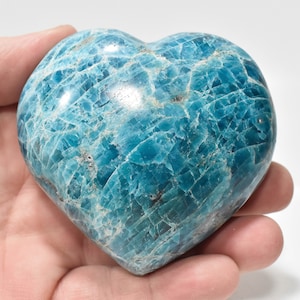 3.11&quot; Polished BLUE APATITE Crystal HEART - Madagascar P607
