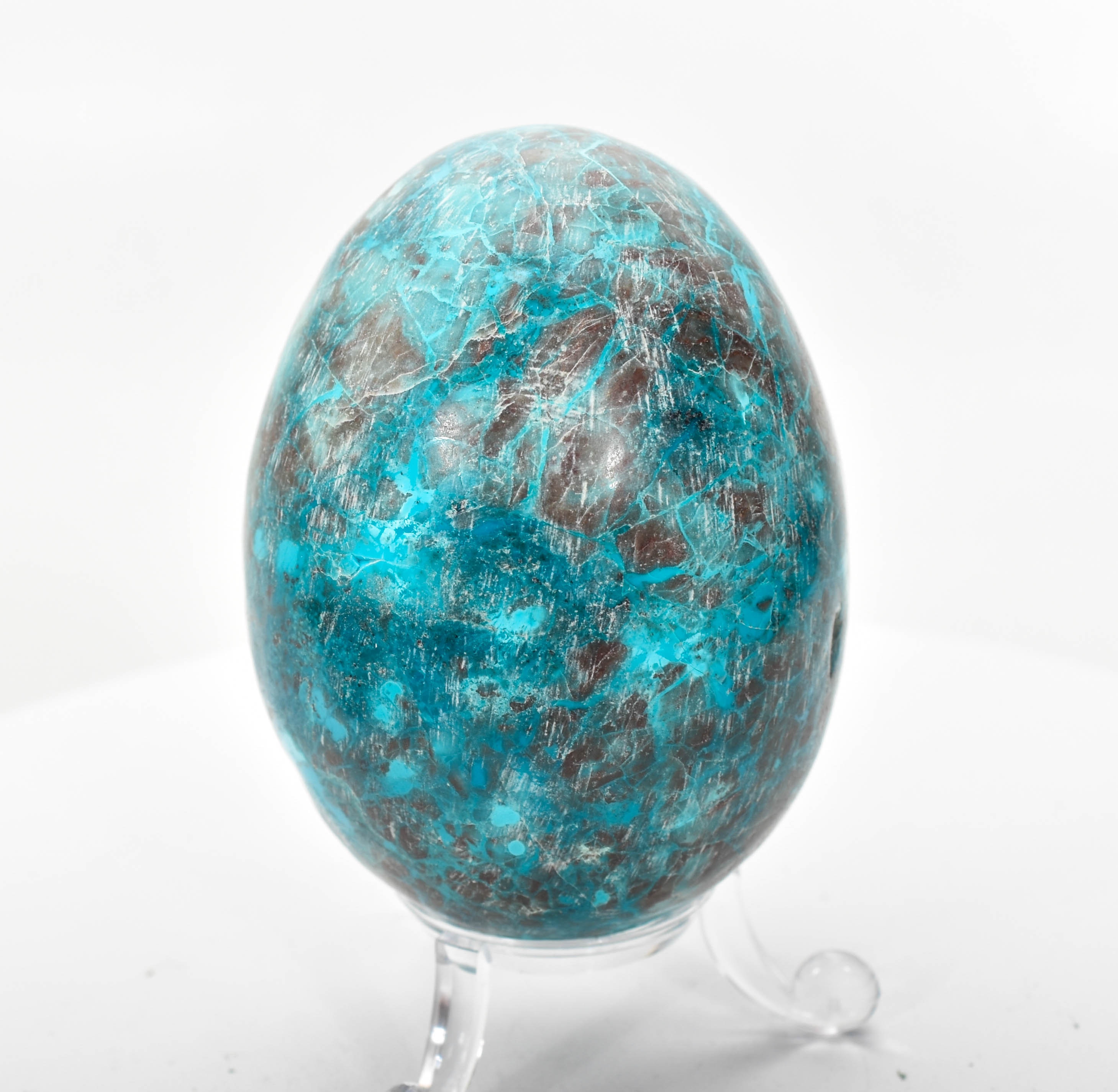 2.91" POLISHED SHATTUCKITE EGG With Stand "Video" Tantara Mine, Congo S320
