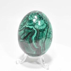 2.87&quot; POLISHED MALACHITE EGG With Stand - Congo e588