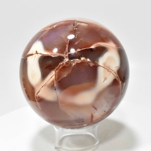 3.66" GEPOLIJSTE CARNEOOL BOL met standaard - Madagascar P546