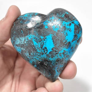 2.55&quot; Polished CHRYSOCOLLA And MALACHITE HEART &quot;Video&quot; Ica Peru -T196