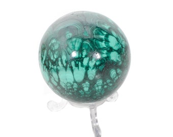 2.32&quot; Beautiful POLISHED MALACHITE SPHERE With Stand Congo E499