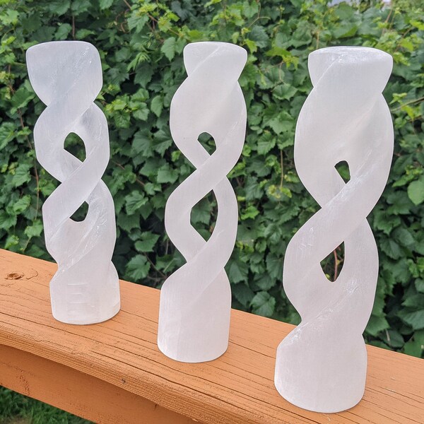 9.8" One Polished SELENITE SPIRAL TWIST Morocco - P510