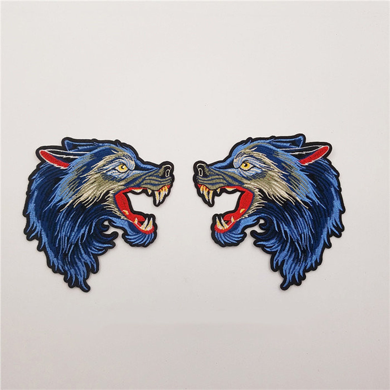 1pair wolf head patch animal embroidery applique sew on  etsy 1pair wolf head patch animal embroidery applique sew on  etsy