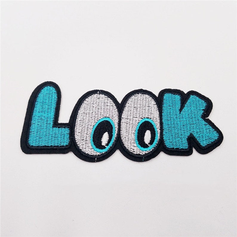 Cartoon LOOK Eyes Embroidered Patches Sew On Stickers DIY Jeans Bags Coats Pants Funny Look Badge Appliques Garments Accessories BG200