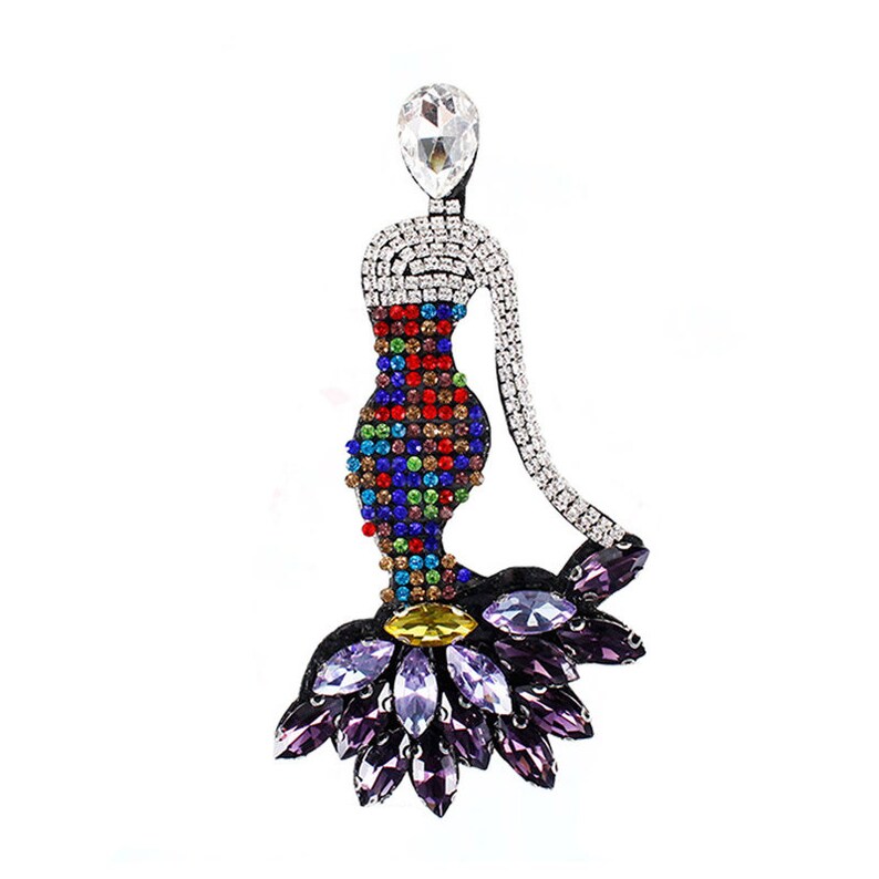 Mermaid Beaded Patches Crystal Rhinestone Sea-maid Patch Applique Sew On Clothes Hat Bags DIY Badge Embroidered Decoration Accessories BG331