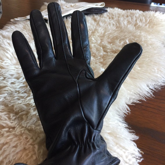 mens small black leather gloves
