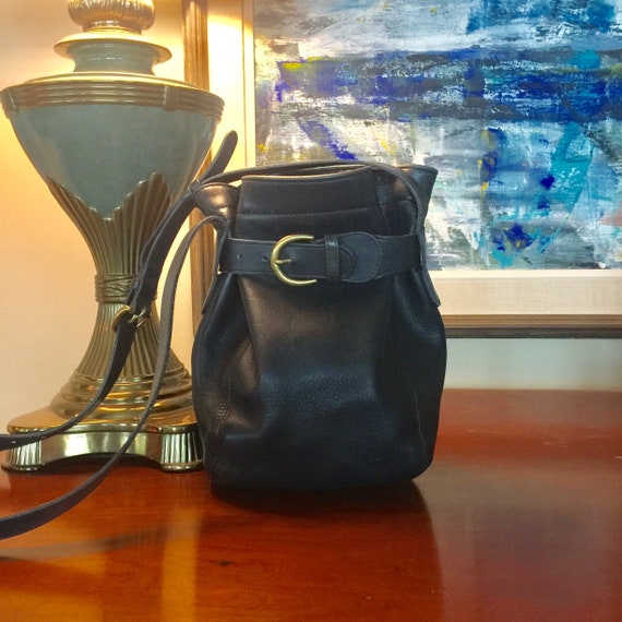 Coach belted Soho pouch bag, Navy blue leather, ci