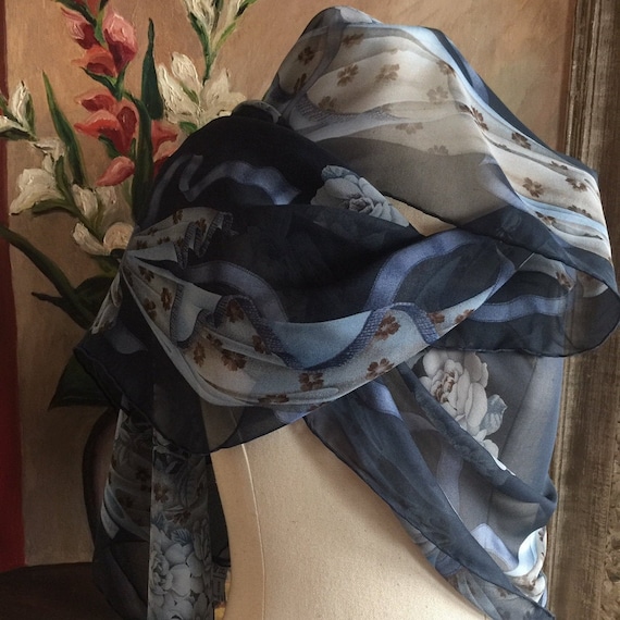Salvatore Ferragamo chiffon silk scarf, floral sil
