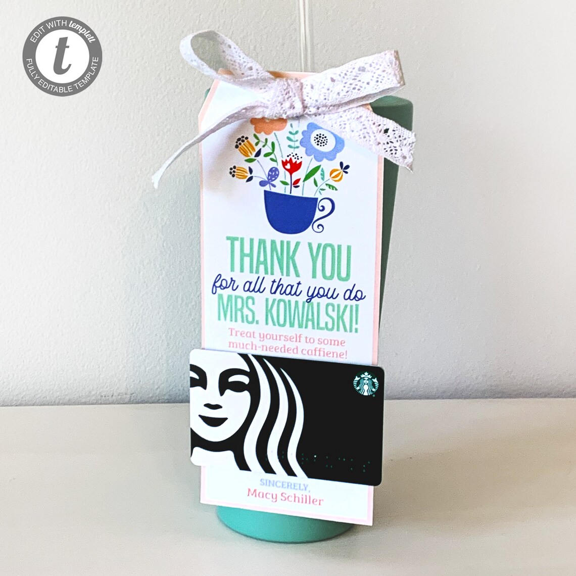 Teacher Gift Tag Coffee Shop Gift Card Teaching Gift End Etsy