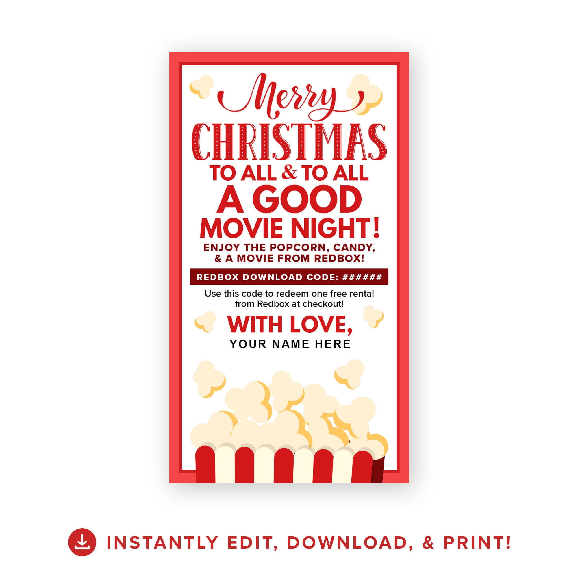 movie-night-gift-tag-redbox-christmas-gift-popcorn-gift-printable-holiday-tag-editable-text-instant-download-templett-3x2-5-etsy