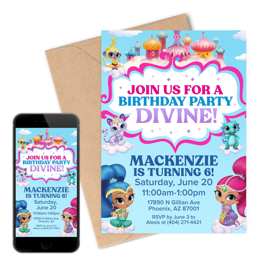 Shimmer and Shine | Digital Printable Birthday Party Invitation ...