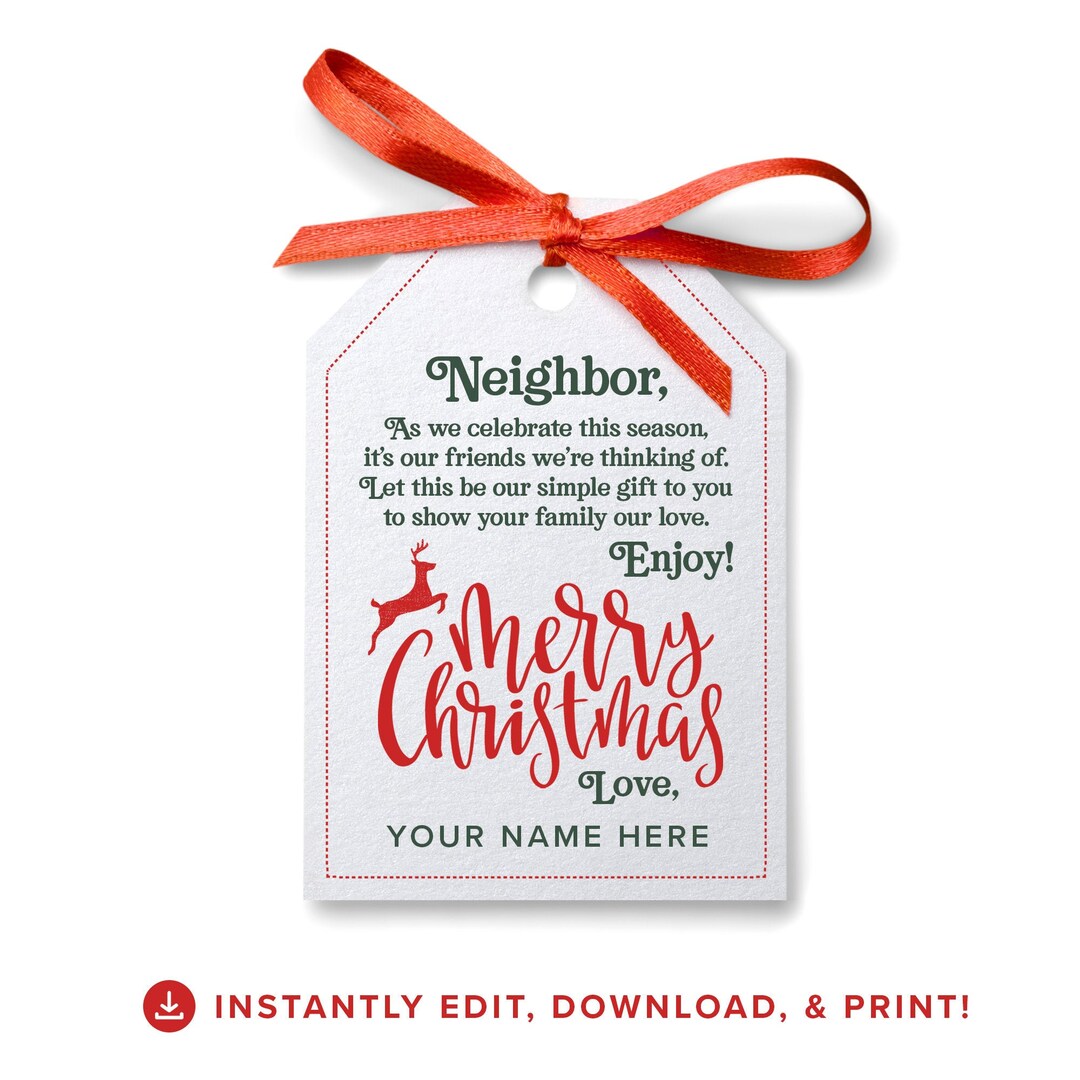 Editable Gift Tag Printable Neighbors Christmas Gifts for Neighbors  Christmas Baked Goods Label Neighbor Gift for Christmas 