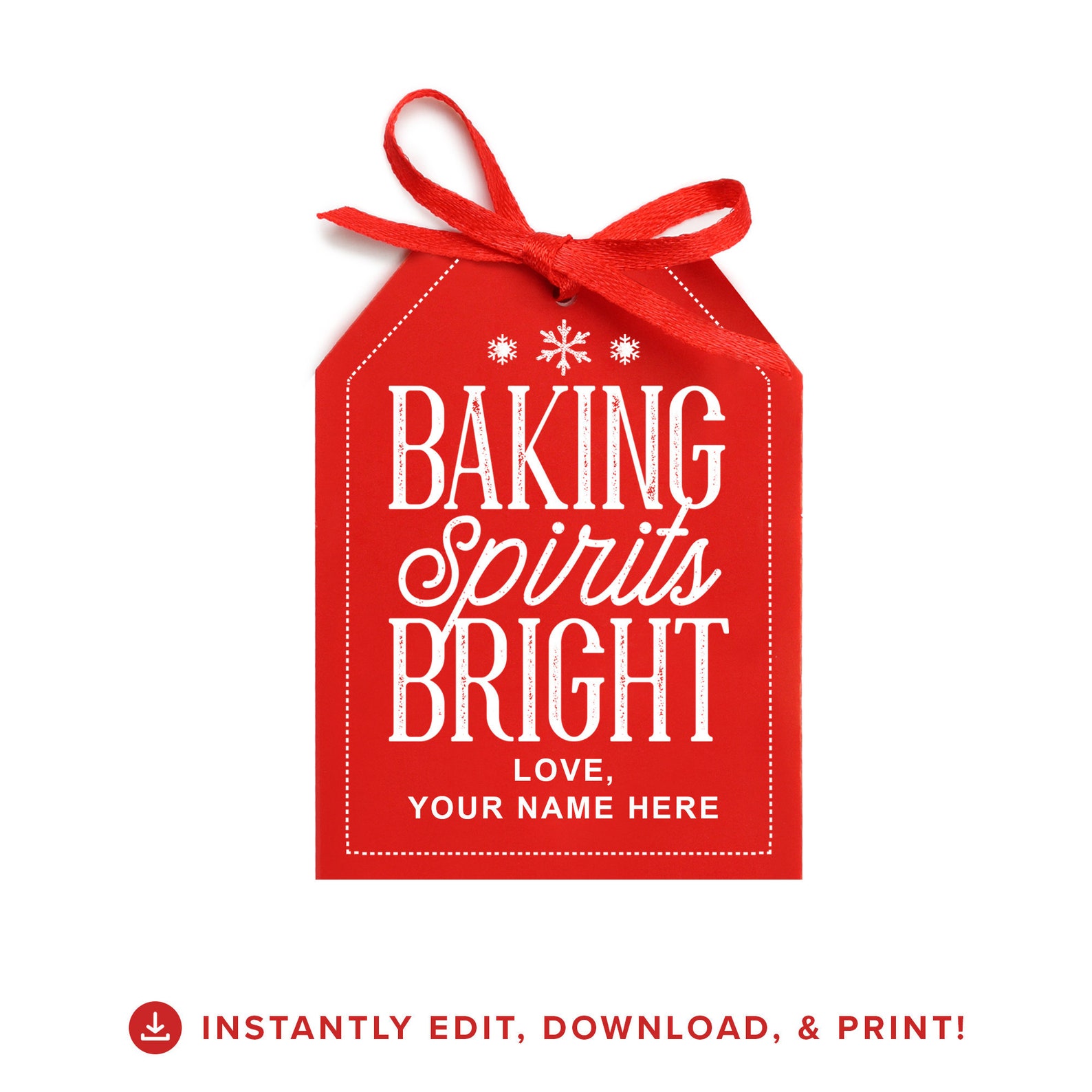 Baking Gift Tag Christmas Gift Tag Baking Spirits Bright Cookies ...