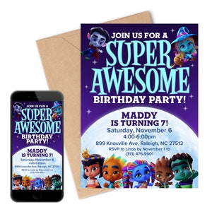 Super Monsters | Birthday Invitation | Netflix Original | Kids Halloween Spooky Awesome | Text Invitation | Template | Instant Download