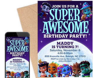 Super Monsters Birthday Invitation: Spooky Kids Party (Digital Download)