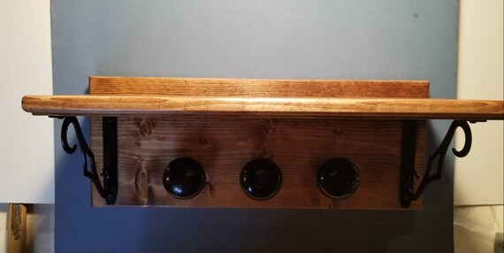 Custom Made Wall Shelf W Vintage Porcleain Door Knobs