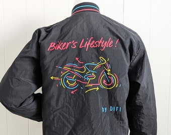 Vintage 1990s "Biker's Lifestyle" Liberty Windbreaker Bomber Jacket by Difi