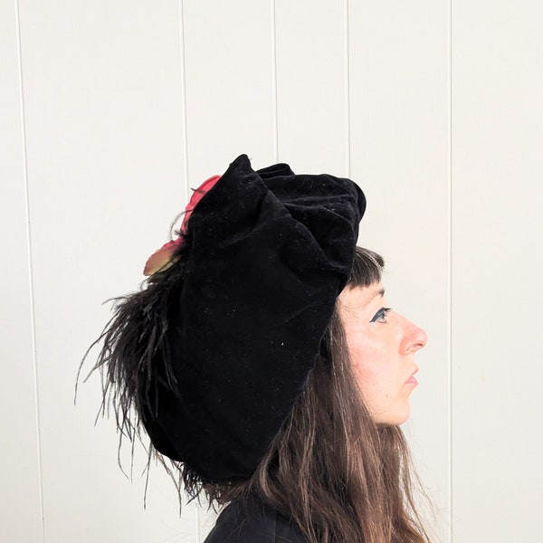 Unusual Antique Hat (or is it two hats? Mohair and Velvet by Melosoie